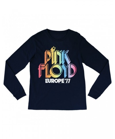 Pink Floyd Long Sleeve Shirt | Europe '77 Rainbow Ombre Tour Distressed Shirt $13.78 Shirts