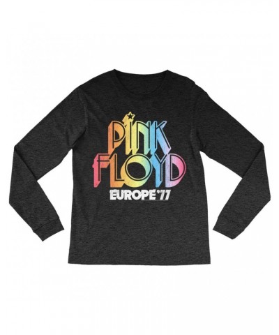 Pink Floyd Long Sleeve Shirt | Europe '77 Rainbow Ombre Tour Distressed Shirt $13.78 Shirts