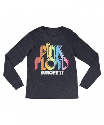 Pink Floyd Long Sleeve Shirt | Europe '77 Rainbow Ombre Tour Distressed Shirt $13.78 Shirts