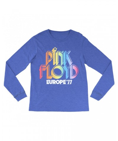 Pink Floyd Long Sleeve Shirt | Europe '77 Rainbow Ombre Tour Distressed Shirt $13.78 Shirts