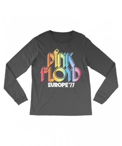 Pink Floyd Long Sleeve Shirt | Europe '77 Rainbow Ombre Tour Distressed Shirt $13.78 Shirts