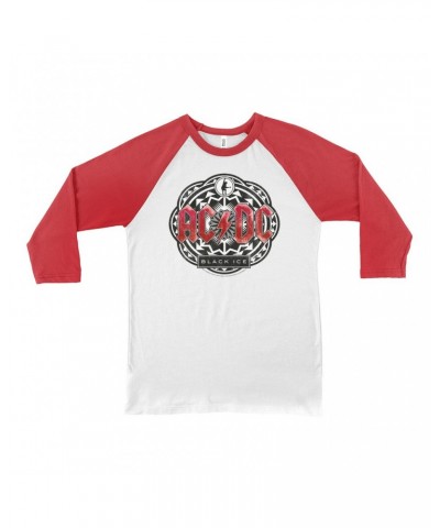 AC/DC 3/4 Sleeve Baseball Tee | Black Ice Red Design Shirt $10.48 Shirts