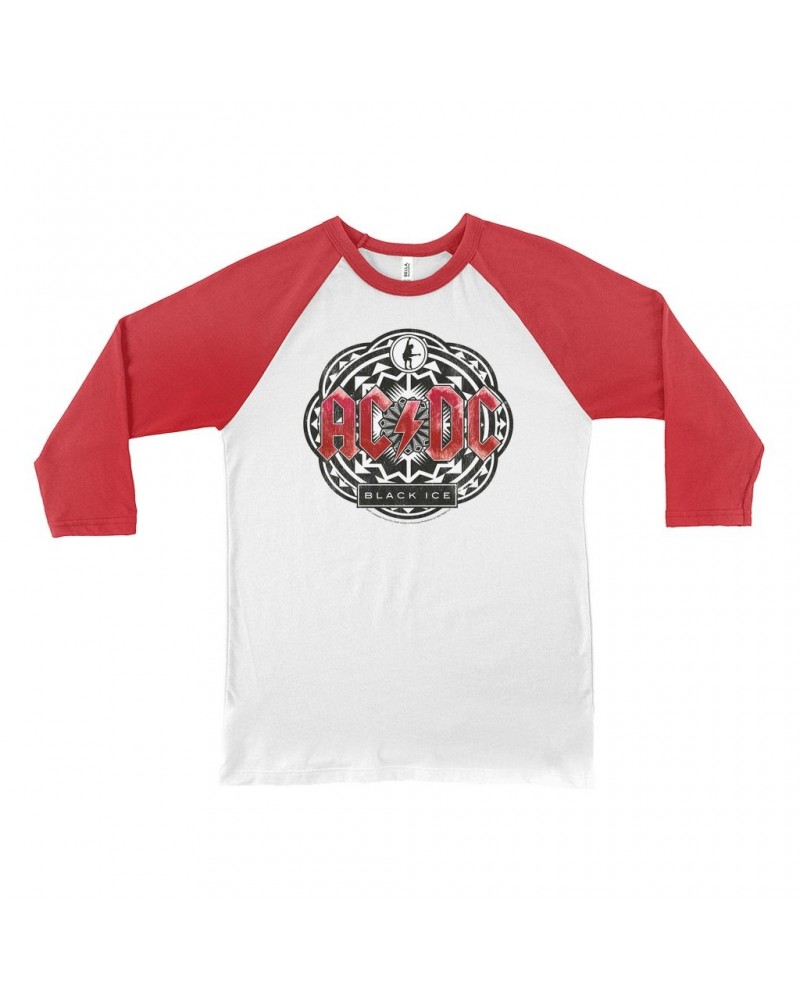 AC/DC 3/4 Sleeve Baseball Tee | Black Ice Red Design Shirt $10.48 Shirts