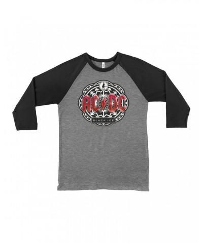 AC/DC 3/4 Sleeve Baseball Tee | Black Ice Red Design Shirt $10.48 Shirts