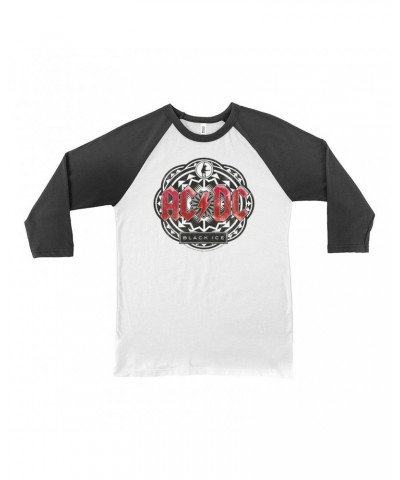 AC/DC 3/4 Sleeve Baseball Tee | Black Ice Red Design Shirt $10.48 Shirts