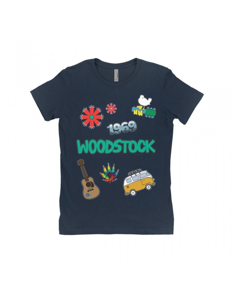 Woodstock Ladies' Boyfriend T-Shirt | Patches Design Shirt $8.98 Shirts