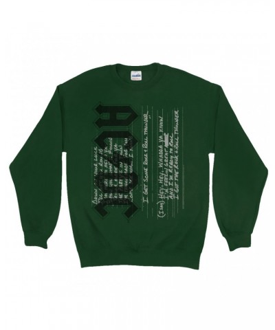 AC/DC Sweatshirt | Rock N' Roll Thunder Lyrics Image Sweatshirt $10.49 Sweatshirts