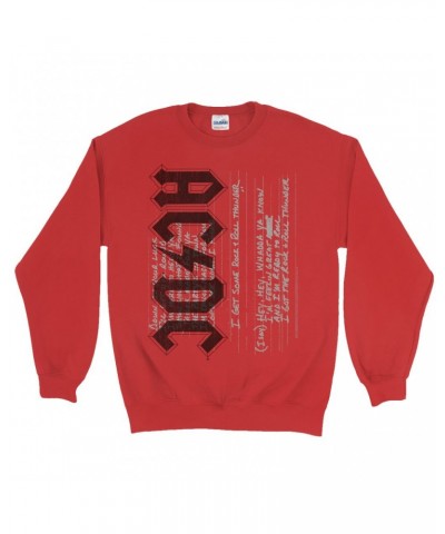 AC/DC Sweatshirt | Rock N' Roll Thunder Lyrics Image Sweatshirt $10.49 Sweatshirts