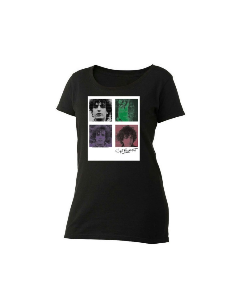 Syd Barrett Women's Four Shades Polaroid Scoop Neck Black T-Shirt $14.70 Shirts