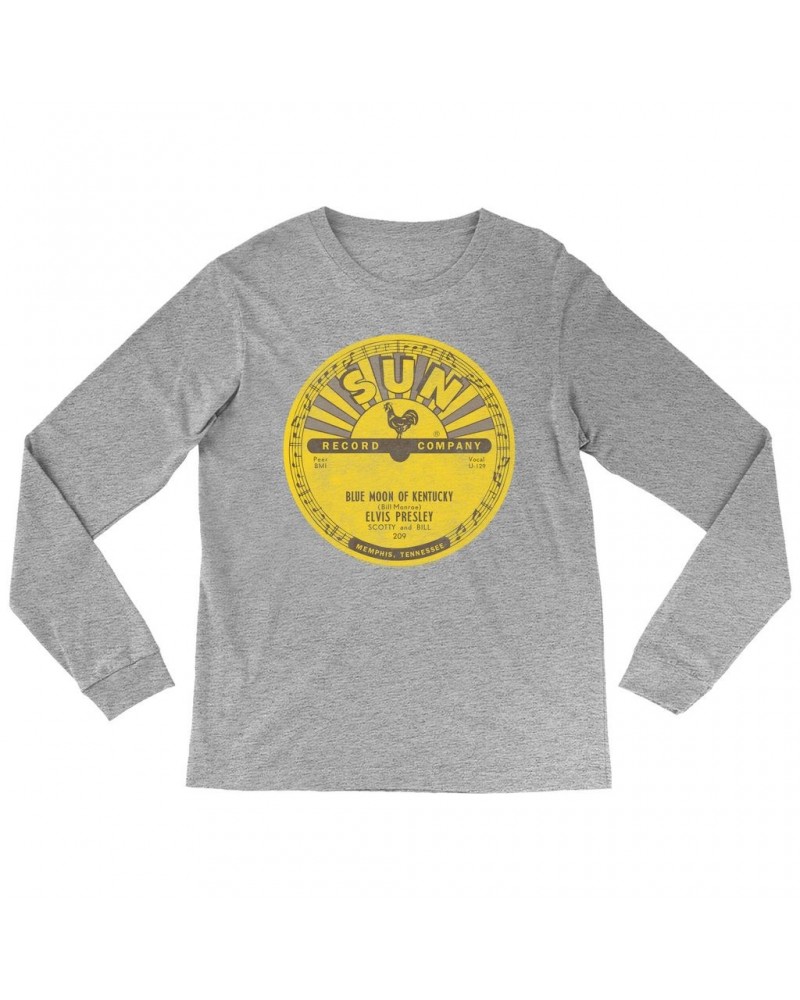 Elvis Presley Long Sleeve Shirt | Blue Moon Of Kentucky Record Label Distressed Shirt $12.58 Shirts