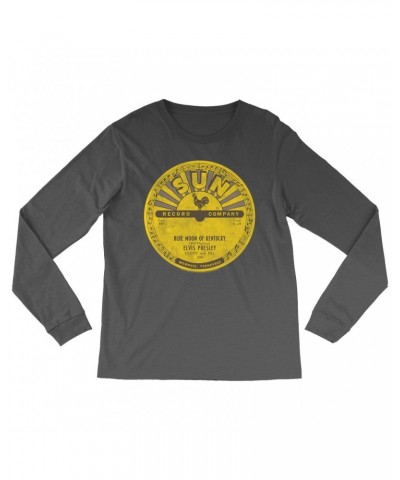 Elvis Presley Long Sleeve Shirt | Blue Moon Of Kentucky Record Label Distressed Shirt $12.58 Shirts