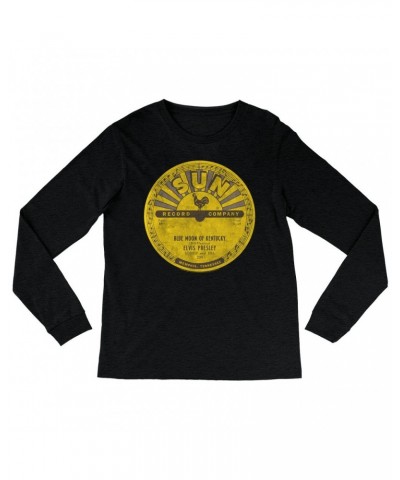 Elvis Presley Long Sleeve Shirt | Blue Moon Of Kentucky Record Label Distressed Shirt $12.58 Shirts