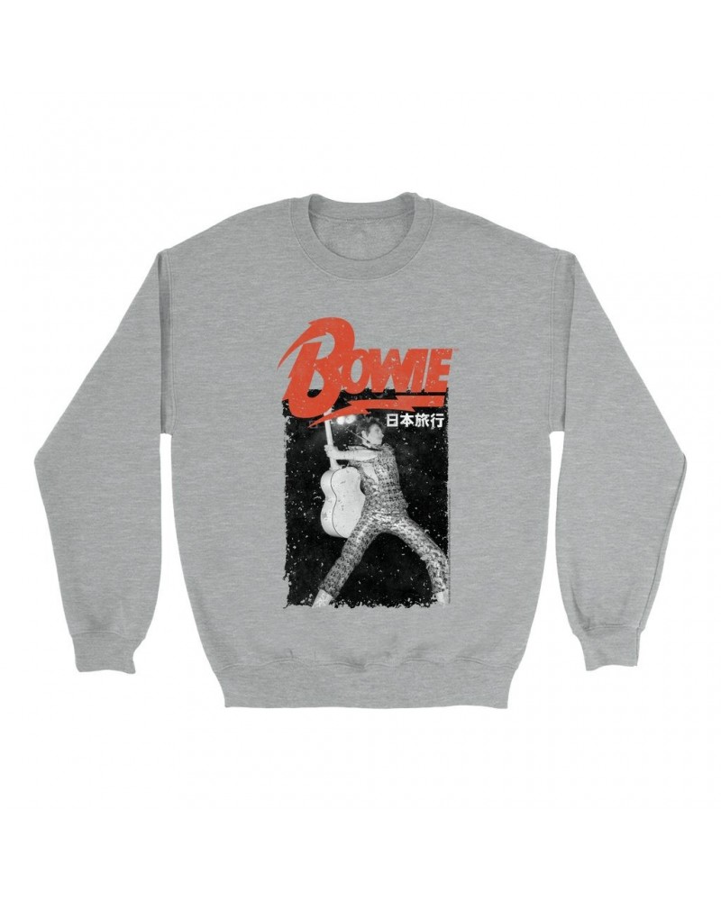 David Bowie Sweatshirt | Asia Concert Promotion Distressed Sweatshirt $10.49 Sweatshirts