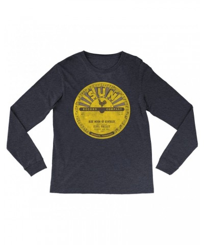 Elvis Presley Long Sleeve Shirt | Blue Moon Of Kentucky Record Label Distressed Shirt $12.58 Shirts