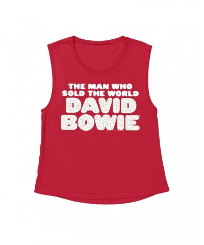 David Bowie Ladies' Muscle Tank Top | The Man Who Sold The World Large Logo Shirt $9.89 Shirts