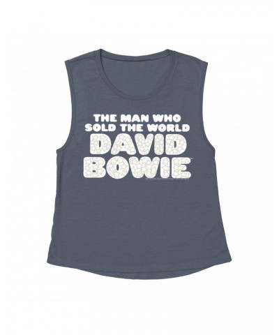 David Bowie Ladies' Muscle Tank Top | The Man Who Sold The World Large Logo Shirt $9.89 Shirts