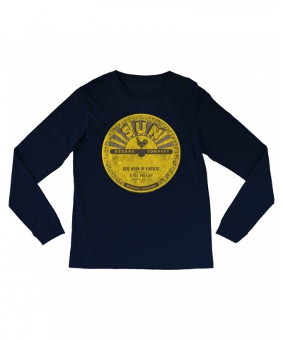 Elvis Presley Long Sleeve Shirt | Blue Moon Of Kentucky Record Label Distressed Shirt $12.58 Shirts