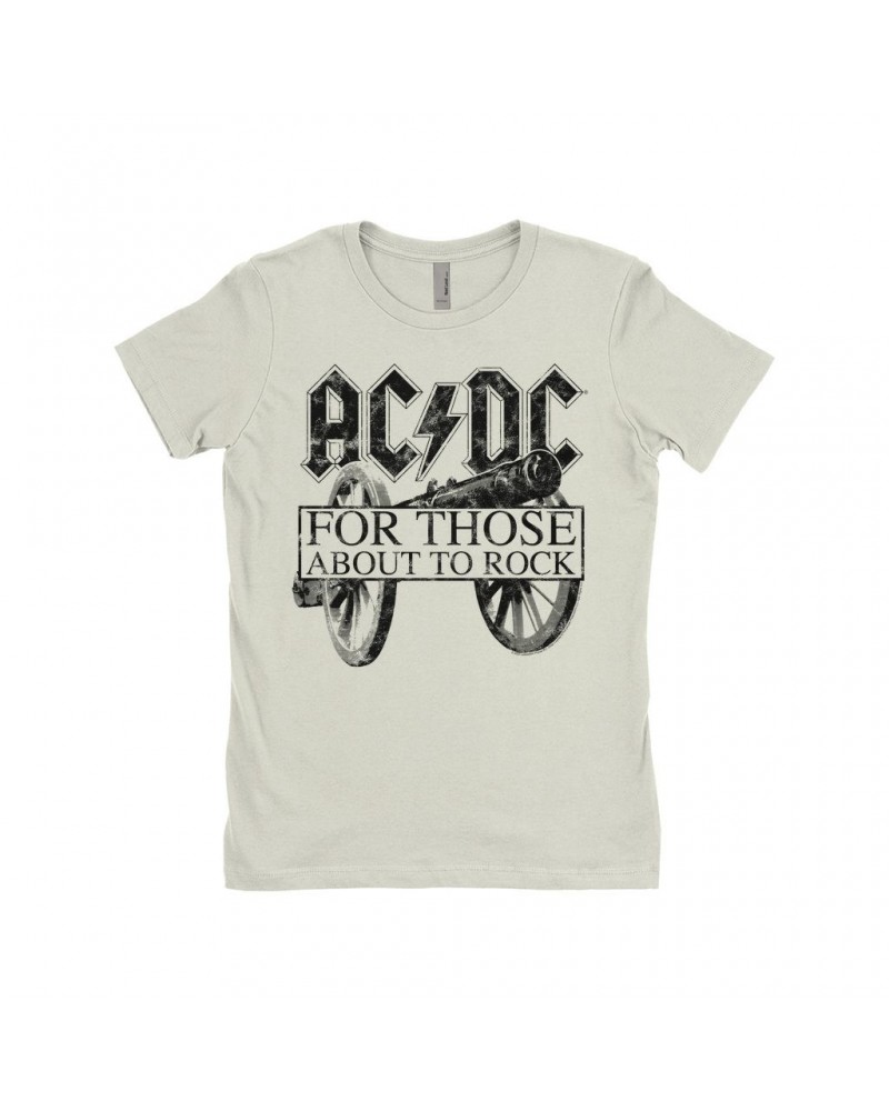 AC/DC Ladies' Boyfriend T-Shirt | For Those About To Rock Black Cannon Image Distressed Shirt $9.98 Shirts