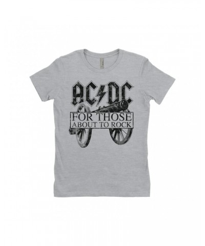 AC/DC Ladies' Boyfriend T-Shirt | For Those About To Rock Black Cannon Image Distressed Shirt $9.98 Shirts