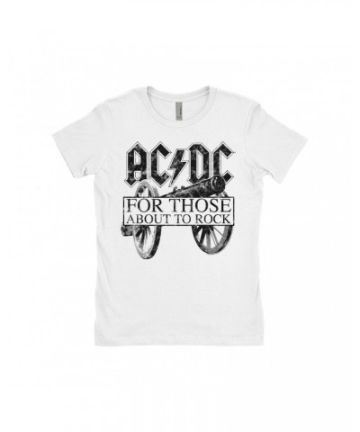 AC/DC Ladies' Boyfriend T-Shirt | For Those About To Rock Black Cannon Image Distressed Shirt $9.98 Shirts