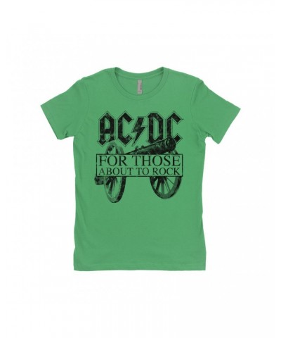 AC/DC Ladies' Boyfriend T-Shirt | For Those About To Rock Black Cannon Image Distressed Shirt $9.98 Shirts