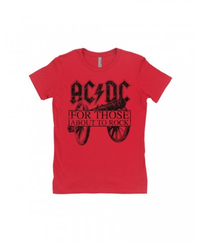 AC/DC Ladies' Boyfriend T-Shirt | For Those About To Rock Black Cannon Image Distressed Shirt $9.98 Shirts