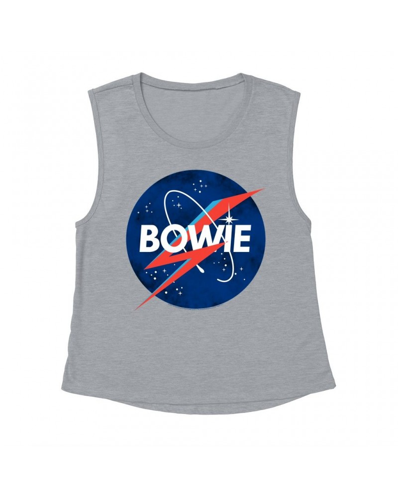 David Bowie Ladies' Muscle Tank Top | Bowie NASA Inspiration Shirt $13.84 Shirts