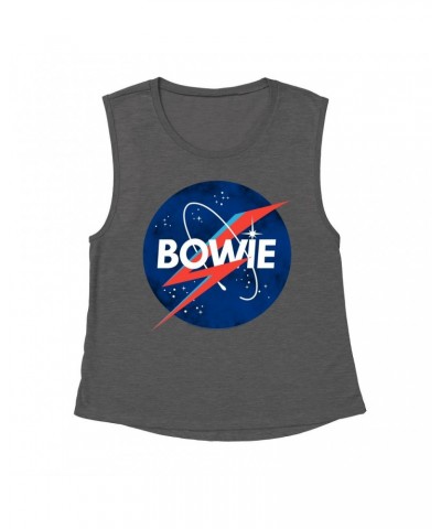 David Bowie Ladies' Muscle Tank Top | Bowie NASA Inspiration Shirt $13.84 Shirts