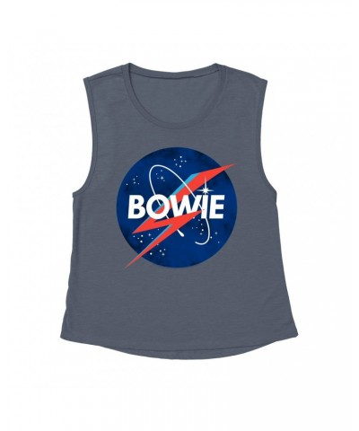 David Bowie Ladies' Muscle Tank Top | Bowie NASA Inspiration Shirt $13.84 Shirts