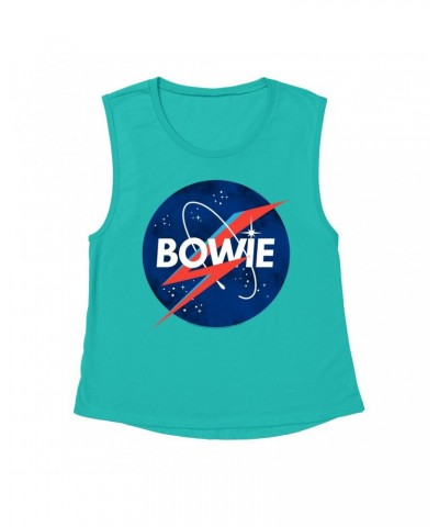 David Bowie Ladies' Muscle Tank Top | Bowie NASA Inspiration Shirt $13.84 Shirts