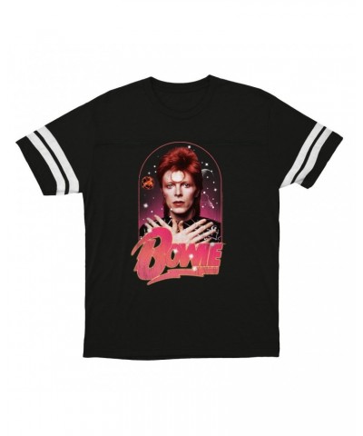 David Bowie T-Shirt | Orbit Design Distressed Football Shirt $9.89 Shirts