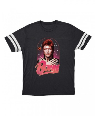 David Bowie T-Shirt | Orbit Design Distressed Football Shirt $9.89 Shirts