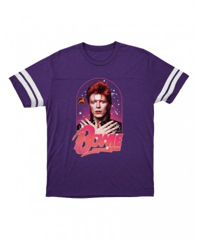 David Bowie T-Shirt | Orbit Design Distressed Football Shirt $9.89 Shirts