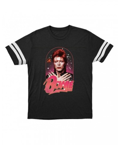 David Bowie T-Shirt | Orbit Design Distressed Football Shirt $9.89 Shirts