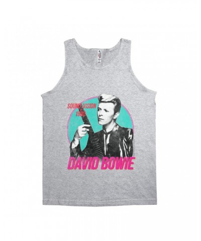 David Bowie Unisex Tank Top | Sound + Vision 1990 Powerful Pink Design Distressed Shirt $11.23 Shirts