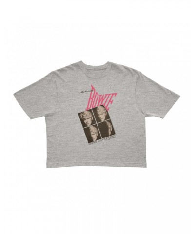 David Bowie Ladies' Crop Tee | Serious Moonlight 1983 Concert Tour Poster Pink Crop T-shirt $10.51 Shirts