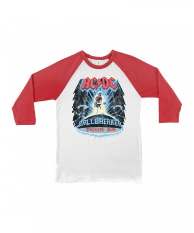 AC/DC 3/4 Sleeve Baseball Tee | Ballbreaker Tour '96 Distressed Shirt $13.78 Shirts