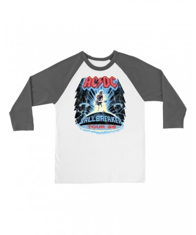 AC/DC 3/4 Sleeve Baseball Tee | Ballbreaker Tour '96 Distressed Shirt $13.78 Shirts