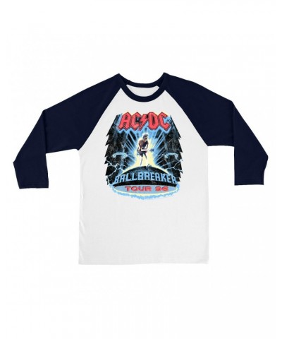 AC/DC 3/4 Sleeve Baseball Tee | Ballbreaker Tour '96 Distressed Shirt $13.78 Shirts