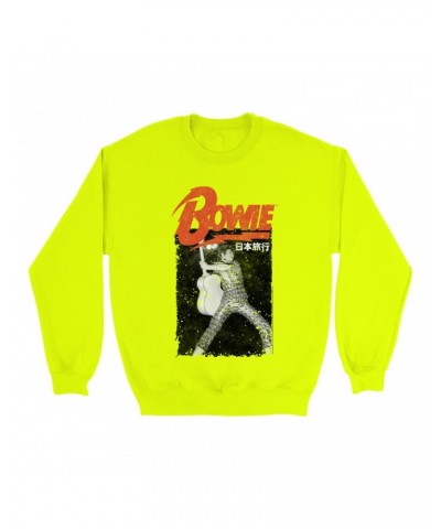 David Bowie Bright Colored Sweatshirt | Asia Concert Promotion Distressed Sweatshirt $12.23 Sweatshirts