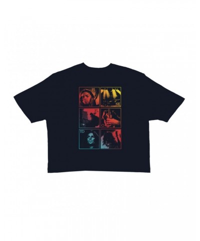 Pink Floyd Ladies' Crop Tee | Dark Side Of The Moon Live Group Ombre Image Crop T-shirt $8.89 Shirts