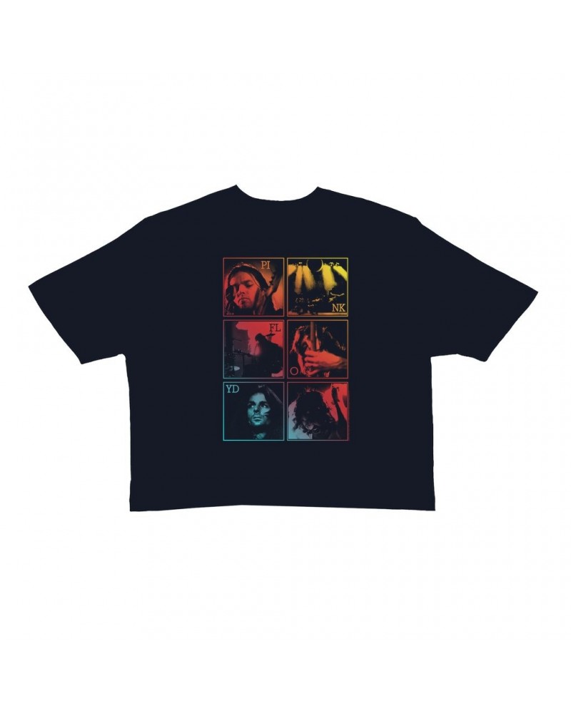 Pink Floyd Ladies' Crop Tee | Dark Side Of The Moon Live Group Ombre Image Crop T-shirt $8.89 Shirts