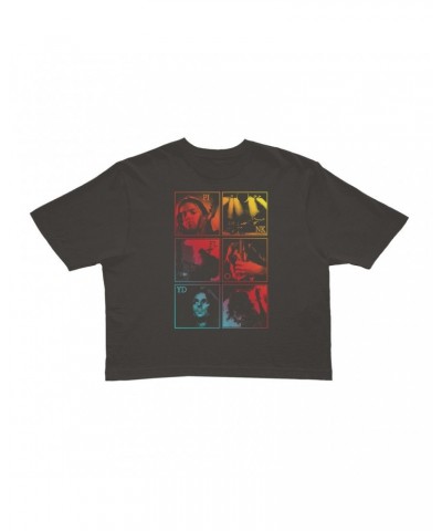 Pink Floyd Ladies' Crop Tee | Dark Side Of The Moon Live Group Ombre Image Crop T-shirt $8.89 Shirts