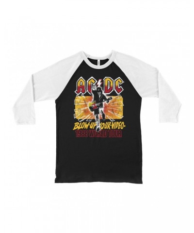 AC/DC 3/4 Sleeve Baseball Tee | Blow Up Your Video 1988 World Tour Shirt $10.48 Shirts