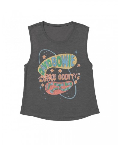 David Bowie Ladies' Muscle Tank Top | Pastel Space Oddity Distressed Shirt $15.16 Shirts