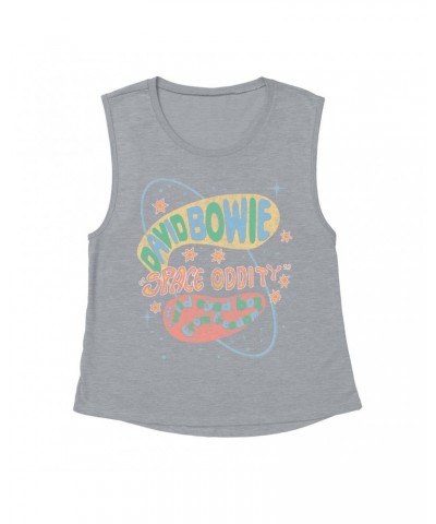 David Bowie Ladies' Muscle Tank Top | Pastel Space Oddity Distressed Shirt $15.16 Shirts