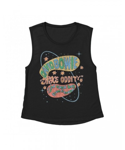 David Bowie Ladies' Muscle Tank Top | Pastel Space Oddity Distressed Shirt $15.16 Shirts