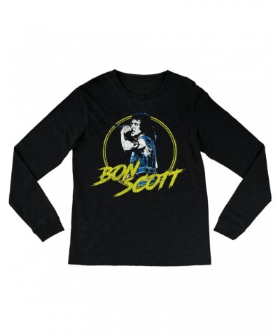 Bon Scott Long Sleeve Shirt | Circular Pop Art Yellow Shirt $8.99 Shirts