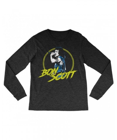 Bon Scott Long Sleeve Shirt | Circular Pop Art Yellow Shirt $8.99 Shirts