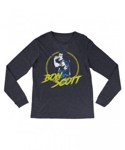 Bon Scott Long Sleeve Shirt | Circular Pop Art Yellow Shirt $8.99 Shirts